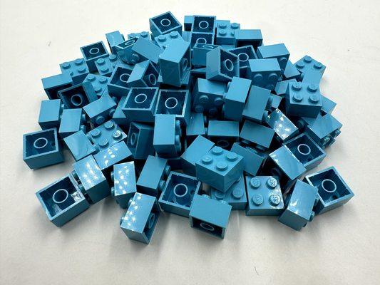 LEGO Pack of 200x New Medium Azure Brick 2 x 2  BULK BRICKS