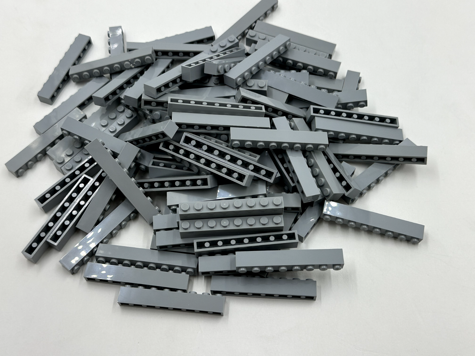 LEGO Pack of 100x New Light Bluish Gray Brick 1 x 8 BULK BRICKS