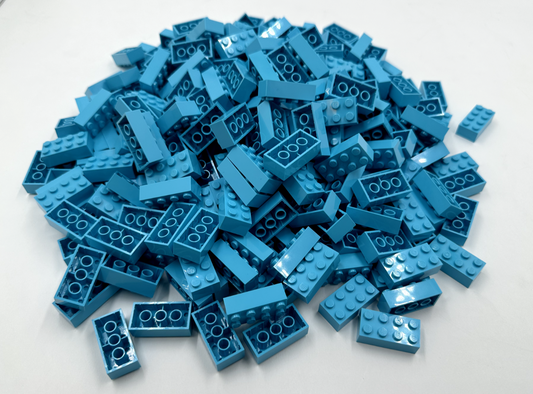 LEGO Pack of 200x New Medium Azure Brick 2 x 4  BULK BRICKS
